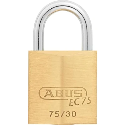 Image of ABUS padlock EC 75 with reversible key technology, lock body width 30 mm, brass, 26403 0