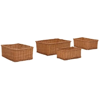 Image of vidaXL 4 Piece Nesting Basket Set Brown Willow