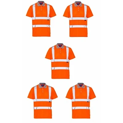 Image of SuperTouch 5 Pack High Vis Hi Viz Visibility Polo Shirt Shortsleeves Orange XXXX Large