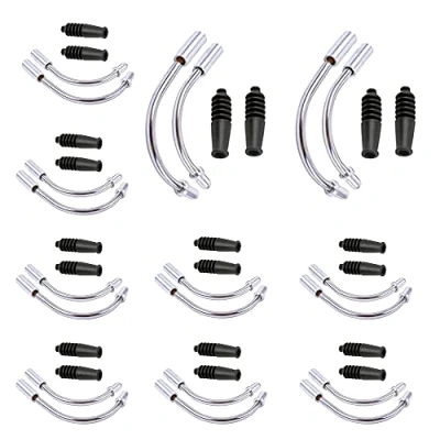 Image of XNJIHWA 10 Sets Bike V Brake Noodle Cable Guide Pipe Stainless Steel Bend Tube with Rubber Boots for Road Mountain Bicycle Repair Tool Accessories