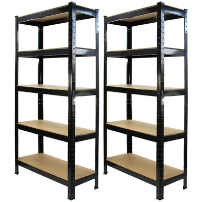 Image of 75cm Wide Racking Garage Storage Shelving Heavy Duty 5 Tier Shelf Unit x 30cm 150cm Blue/Black (2, Black)