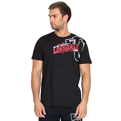 Image of Lonsdale Men&#039;s Men s Walkley Regular Fit T Shirt Black Small, Black, UK