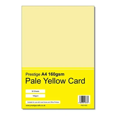 Image of Prestige A4 160gsm Coloured Card Printing Inkjet Laser Craft 50 Sheets per Pack 20 Colours (Pale Yellow)