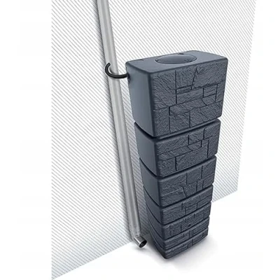Image of Garden Large Wall Plastic Water Butt Set Inc Connection kit 350L &amp; 500Litres Stone (350L, Anthracite)