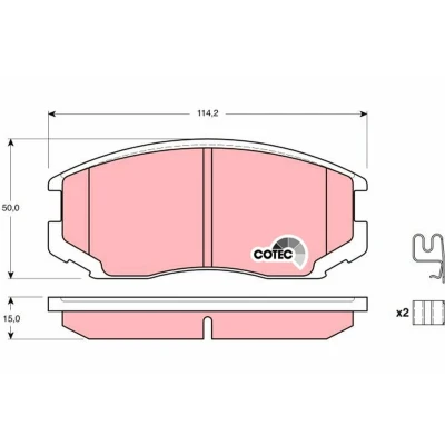 Image of 04465B4062, V9118D015 Brake pad set TRW COTEC GDB3214 with acoustic wear warning accessories DAIHATSU: Terios II, I, Extol Van