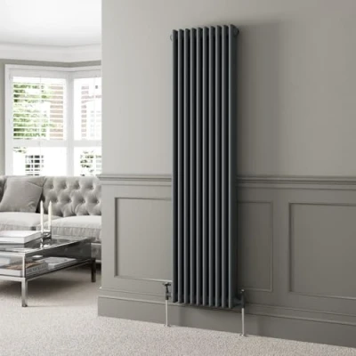 Image of DuraTherm® 1800 x 470mm Anthracite Grey Traditional Vertical Designer Radiator Triple Column Colosseum Cast Iron Style Central Heating Panel Radiators Rad