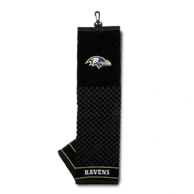 Image of Team Golf NFL Baltimore Ravens Embroidered Towel Towel, Checkered Scrubber Design, Logo