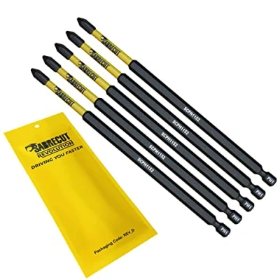 Image of 5 x SabreCut SCPH1152_5 152mm PH1 Magnetic Impact Screwdriver Driver Bits Set Phillips Heavy Duty Compatible with Dewalt Milwaukee Bosch Makita and More