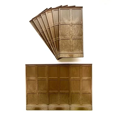 Image of Linic Dolls House Wall Panels, 3/4 Height, 3 Box High Shaker Style, Pack of 10, 1/12th Scale (A1019) Free UK Postage (Oak Effect), White