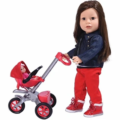 Image of The New York Doll Collection Bye Baby Buggy Red (Stroller) Together with (18 Inch Not Included) for 18 inch/46cm all Dolls Pram Accessories