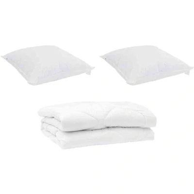 Image of vidaXL Duvet with Pillow 3 pcs White 240 x 200 cm Microfibre