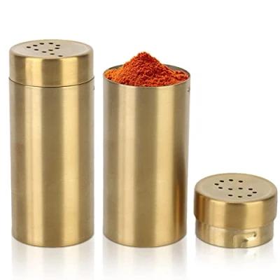 Image of 2Pcs Salt and Pepper Shaker,Stainless Steel Seasoning Sugar Shaker Spice Jars, Pots,Icing Shakers Bottle Refillable Dispenser