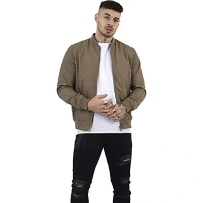 Image of Brave Soul Mens Stone &#039;Sanjay&#039; Bomber Jacket Size X Large