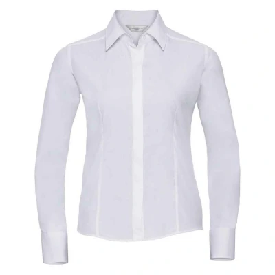 Image of Russell Athletic Collection Womens/Ladies Poplin Fitted Long Sleeved Formal Shirt (White) Size 22 UK