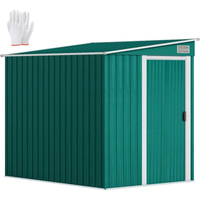 Image of Outsunny 7 x 5FT Garden Shed with Foundation Lean to Metal Tool Green 845 983V00GN