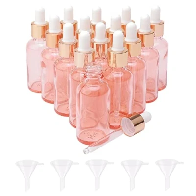 Image of Rowiz 15PCS 30ml Rose Gold Glass Dropper Bottles Perfume Aromatherapy Cosmetic Container Essential Oils Sample Mini Empty with Metal Cap