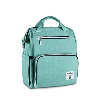 Image of SONARIN New Baby Nappy Changing Backpack with Mat and Stroller Strap,Multifunction,Diaper Bag,Travel Organizer,Waterproof, Large Capacity, Stylish Durable(Green)