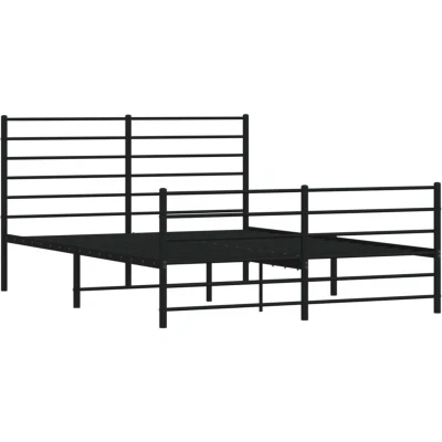 Image of vidaXL Metal Bed Frame without Mattress with Footboard Black 140x190cm