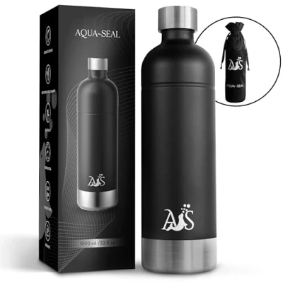 Image of 𝐀𝐐𝐔𝐀 𝐒𝐄𝐀𝐋® Stainless Steel Sparkling BPA Free Water Bottle Compatible with Makers, AarkeCarbonator3,Philips GoZero,Sodapop Cooper,Brita sodaONE 1L Premium Seal Dishwasher Safe