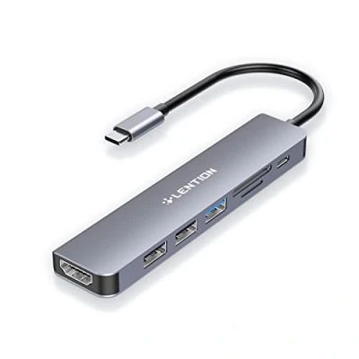 Image of LENTION USB C Hub with 100W PD Charging, 4K HDMI, SD/Micro SD Card Reader, 3.0, Compatible 2023 2016 MacBook Pro, New Mac Air/Surface, Chromebook, More, Stable Driver Adapter(CB CE18, Space Gray)