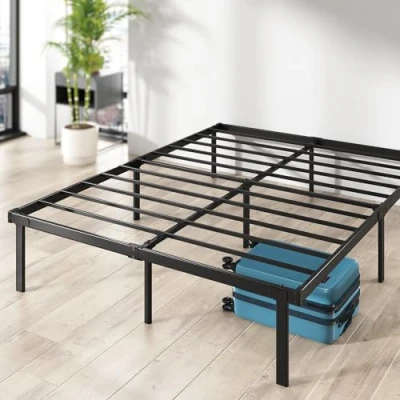 Image of Zinus Caleb Double bed frame 135x190 cm 36cm Height Metal with Underbed storage and steel slat support Foldable Black