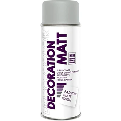 Image of DECO COLOR DECORATION_MATT UNIVERSAL SPRAY PAINT MULTI PURPOSE SATIN MATT FINISH ART CRAFT DECOR DIY (RAL 7035 Grey light_matt)