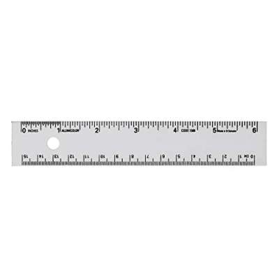 Image of Alumicolor 1589 1 Aluminium Straight Edge with Centre Finder Back, 6 inches, Silver