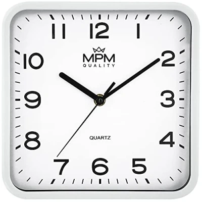 Image of MPM Quality Wall Clock, Plastic Glass, White, 220 x 40 mm