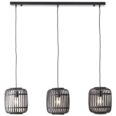 Image of Mathias Bar Pendant Ceiling Lamp, Dark Bamboo, Plywood With Matt Black Paint