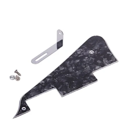 Image of Black Pearl 3 Ply Pickguard Scratch Plate Silver Bracket For Les Paul LP Guitar