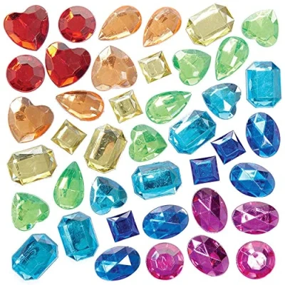 Image of Baker Ross FC759 Large Rainbow Self Adhesive Gems Pack of 120, Sticker Gemstones, Crafts for Kids, Decorative Stones