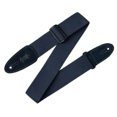 Image of Levy&#039;s MC8 NAV 2 inch Cotton with Leather Ends Navy