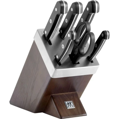 Image of Zwilling 36133 000 0 7 piece Self sharpening Knife Block Set, Wooden Block, and Scissors made of Special Stainless Steel/Plastic Handle, Gourmet, Ash/Dark Brown