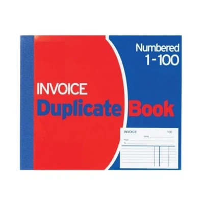 Image of Evrite Invoice Duplicate Book Numbered 1 100 with Index Sheet (105 x 127mm / 4 5 inches) Pack of 10 Books
