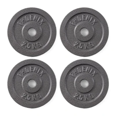 Image of Phoenix Fitness Cast Iron Weight Plates 1 Inch Free Plate for Barbell Dumbbell Bars, Weightlifting &amp; Strength Training at Home Gym Set of 4, 2.5kg