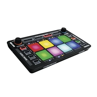 Image of Reloop Neon Add on USB DJ controller with velocity sensitive RGB performance drum pads, plug and play Serato DJ, (black)