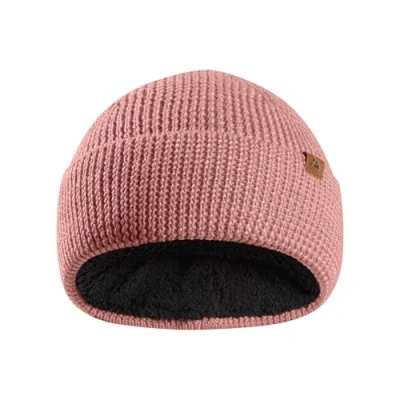 Image of DANISH ENDURANCE Merino Wool Beanie Hat Kids, Warm Fleece Lining, Thermal Autumn Winter Hats for Boys &amp; Girls, Knit, Unisex, Pink, One Size