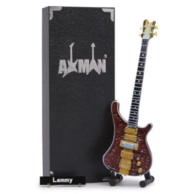 Image of Axman Lemmy Miniature Guitar Replica Music Gifts Handmade Ornamental 1/4 Scale Includes a Display Box