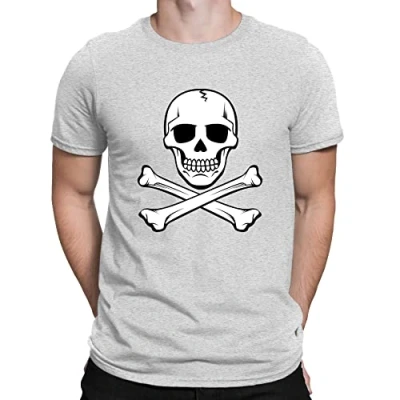 Image of Flip Mens Skull and Crossbones Pirate T Shirt Heather Grey (L)