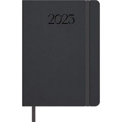 Image of Dohe 2025 Diary Day by Page, A5 Size (14 x 20 cm), 12 Months January to December, Flexible Leatherette Cover, Planner in Spanish, Office Supplies MANHATTAN Black