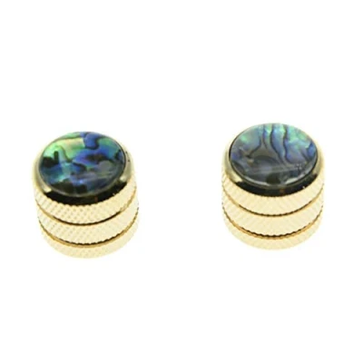 Image of KAISH Gold Set of 2 Push on Fit Abalone Top Guitar Knobs Dome Bass Knob for Tele/Telecaster