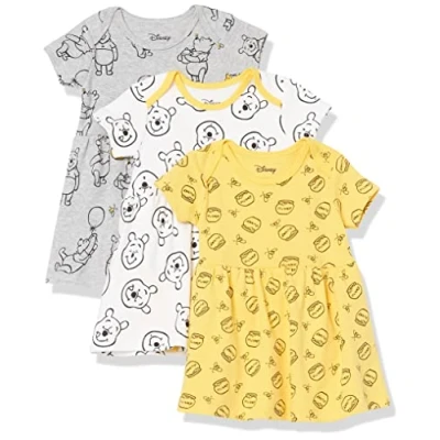Image of Amazon Essentials Disney Marvel Star Wars Princess Baby Girls&#039; Dresses, Pack of 3, Winnie the Pooh Oh Bother!, 24 Months