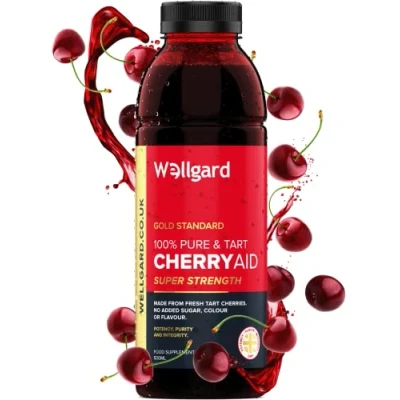 Image of Wellgard Tart Cherry Juice, CherryAid 100% Montmorency Juice 500ml, Sour Cherry, Made in UK