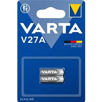 Image of Varta Batteries Alkaline Button Cell V27A Pack of 2 in Original Blister Packaging