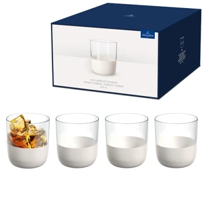 Image of Villeroy &amp; Boch Manufacture Rock Blanc Set of 4 Old Fashioned Tumblers