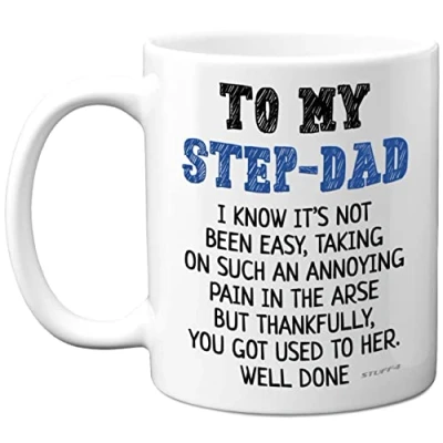 Image of Step Dad Gifts Well Done Birthday Mug Present from Son Daughter, Fathers Day Gifts, Christmas Mug, Secret Santa Gift, 11oz Ceramic Dishwasher Safe Coffee Mugs Cup