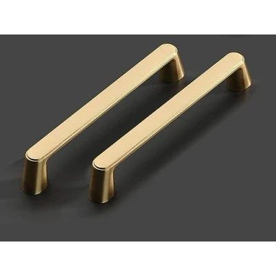 Image of MOU 1Pir of Cabinet Hardware Handles, Drawer Closet TV Pulls, Stylish Golden Copper Double Hole Handles
