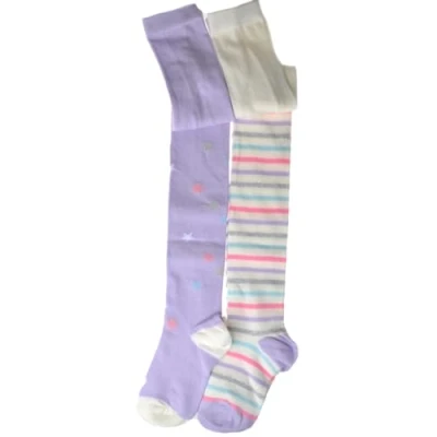 Image of WB SOCKS 2 pairs of Stars &amp; Stripe Girls Tights Cotton Variety sizes