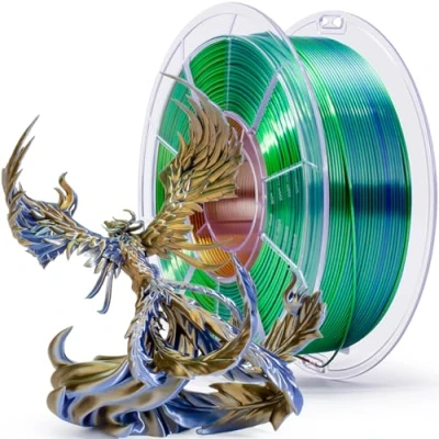 Image of ZIRO Silk Multicolor PLA Filament 1.75mm, Tri Colors Coextrude 3D Printer Filament, Dimensional Accuracy +/ 0.03mm, Fit Most FDM Printer, 1KG Spool, Golden Oasis