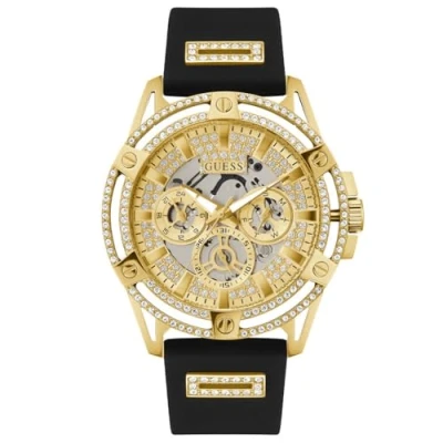 Image of Guess KING Watch goldcoloured tone/ champagne/black, Men&#039;s, Size: One Size, Gold coloured champagne/black